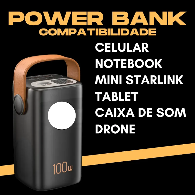 Power Bank 60000mah 100w Com Cabo Starlink E Carregador 65w