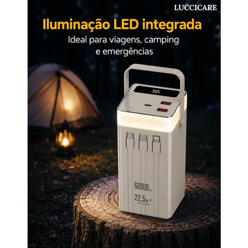 Power Bank 60000mah 225w Com Alca E Visor Digital