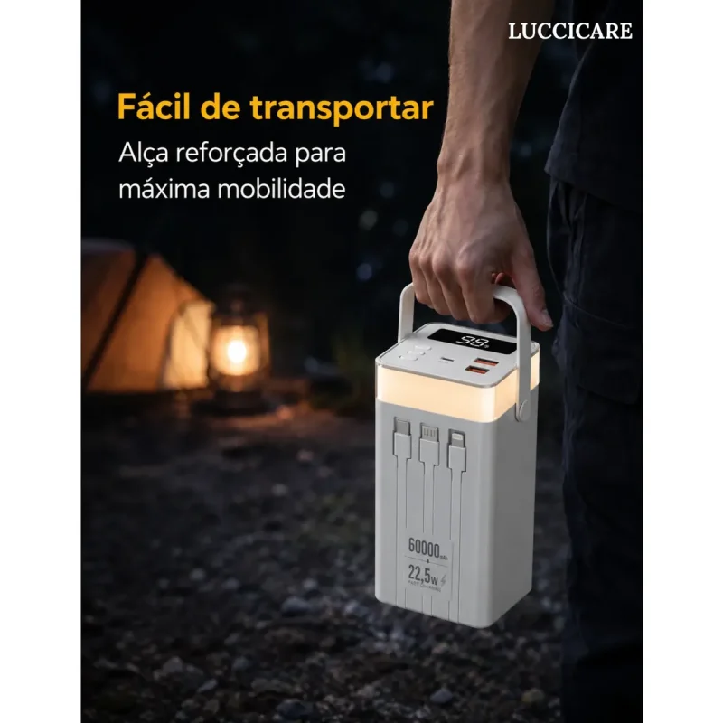 Power Bank 60000mah 225w Com Alca E Visor Digital