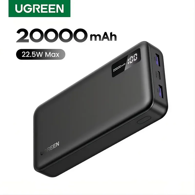 Power Bank UGREEN PB312 20000mAh 20W com 3 Portas e Display Digital