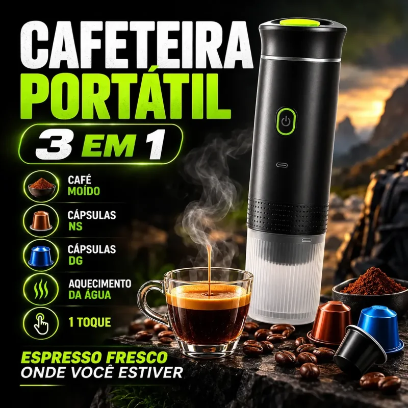 Cafeteira Expresso Portatil 3 Em 1 Capsula E Po Usb C