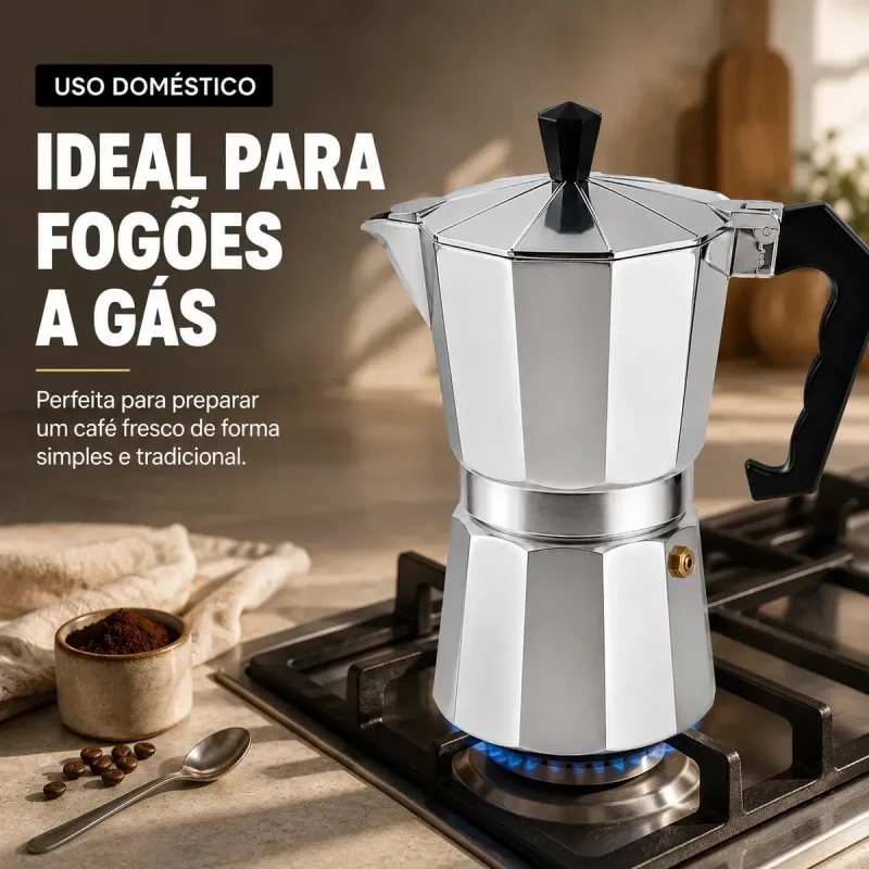 Cafeteira Italiana Moka De Aluminio 6 Xicaras 300ml
