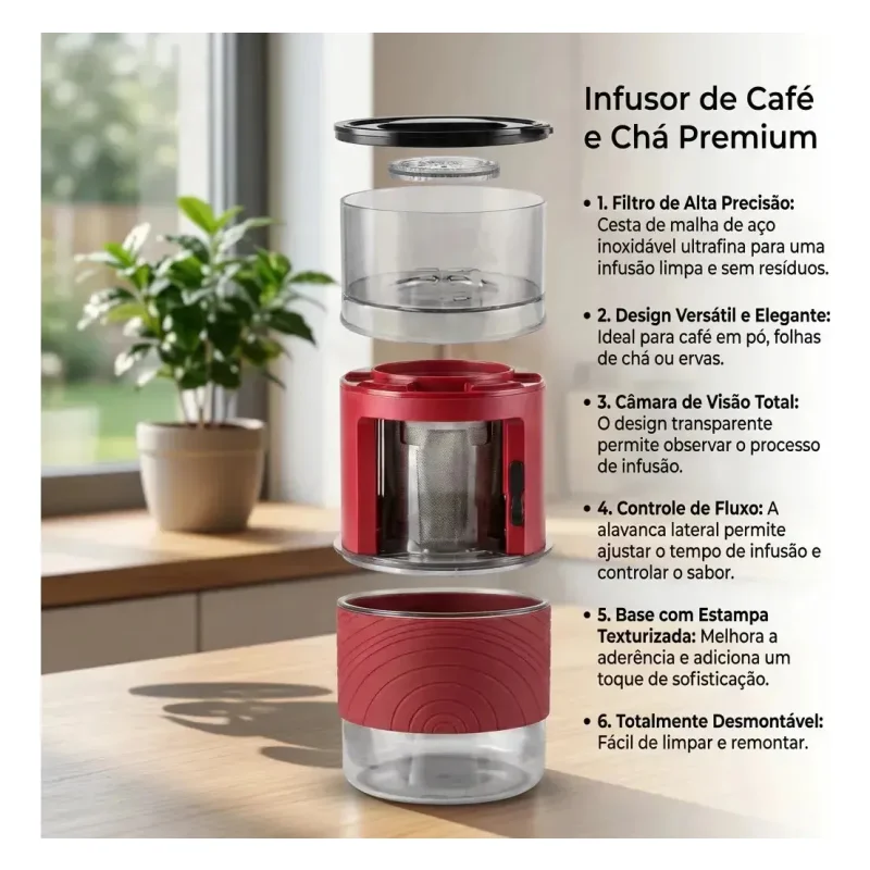 Coador De Cafe Automatico Rotativo Recarregavel Inox