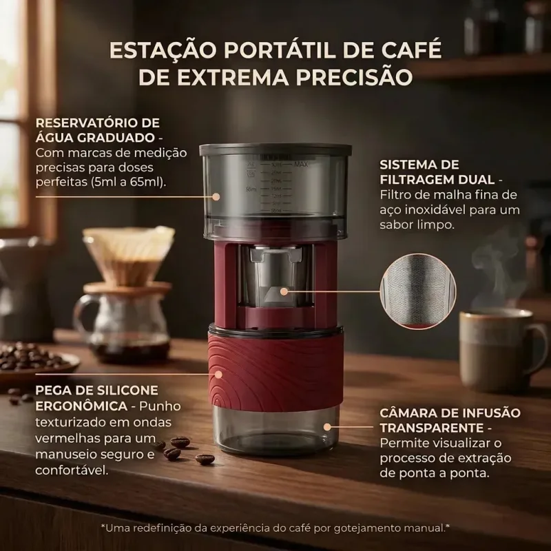 Coador De Cafe Automatico Rotativo Recarregavel Inox