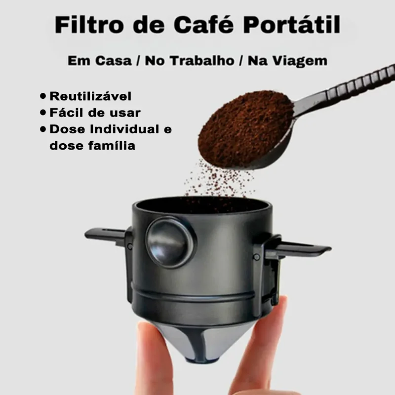 Coador De Cafe De Inox Individual Portatil Reutilizavel