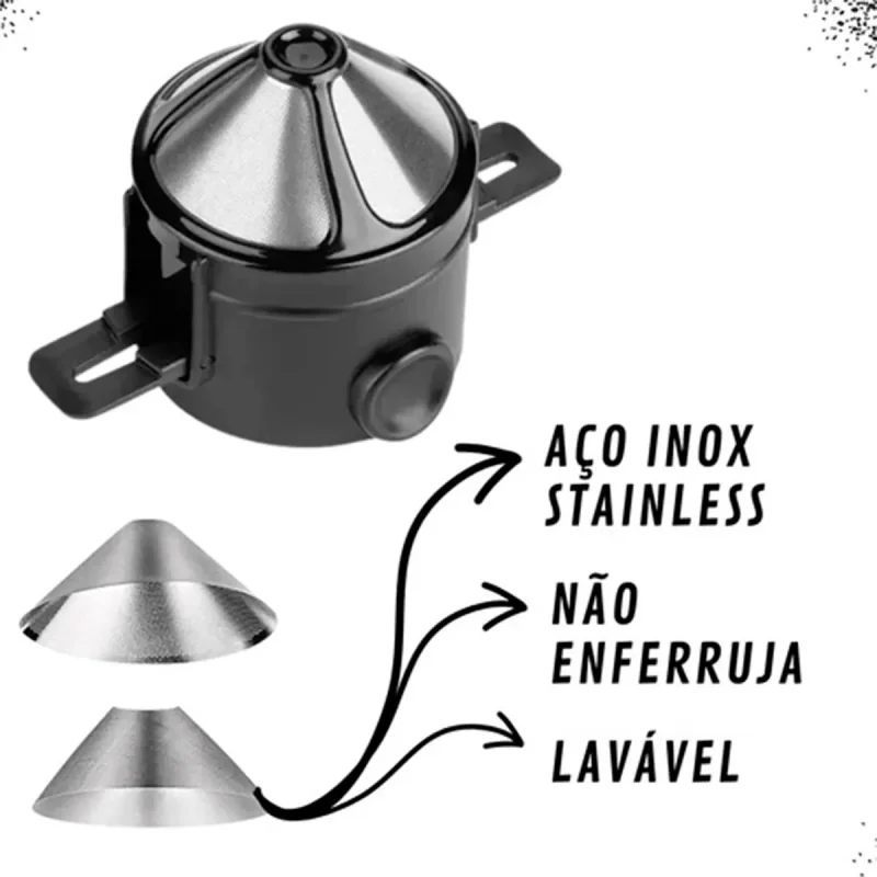 Coador De Cafe De Inox Individual Portatil Reutilizavel