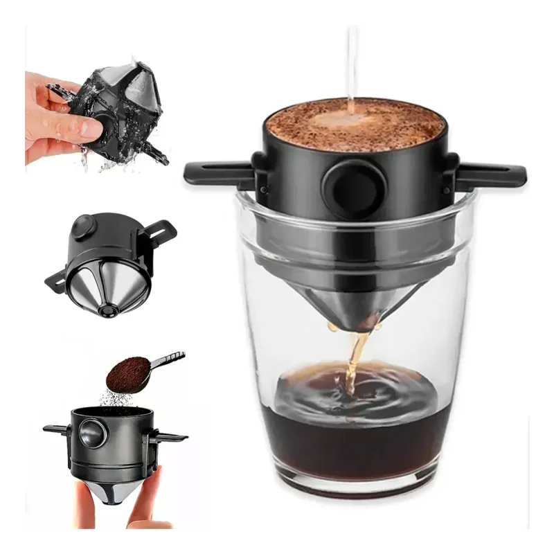 Coador de Café de Inox Individual Portátil Reutilizável