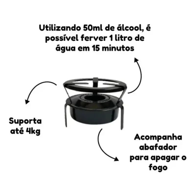 Fogareiro Portatil Espiriteira A Lcool Roa 1 Boca