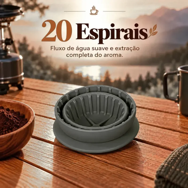 Kit Cafe Coado Portatil Viagem Camping Com Copo Inox