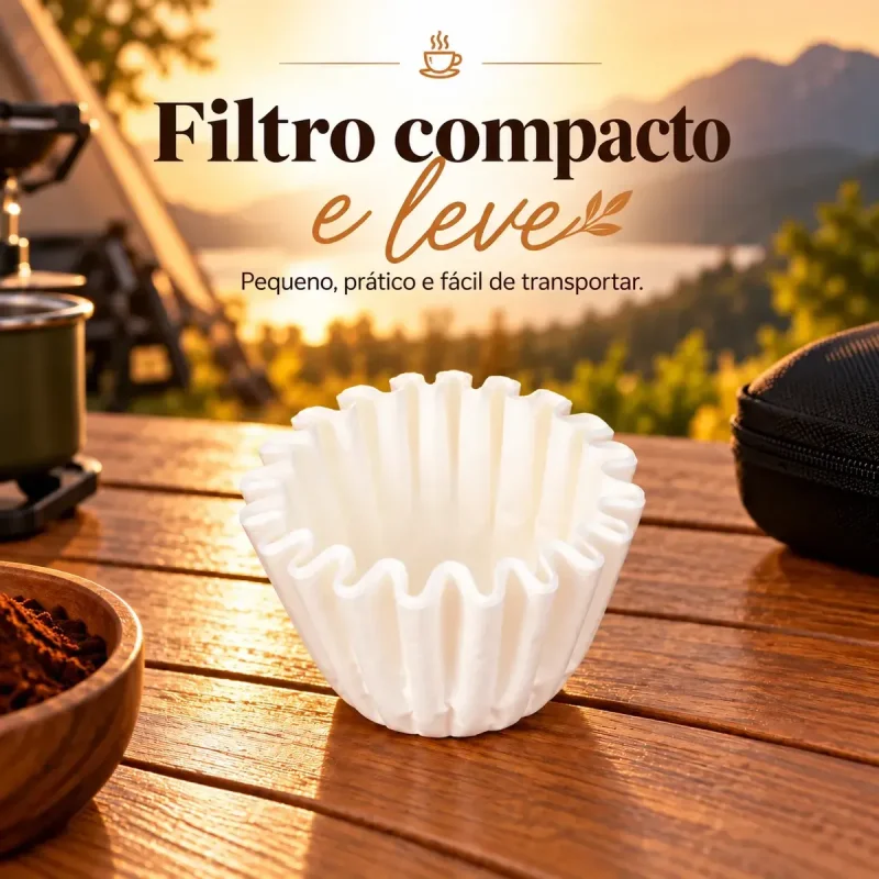 Kit Cafe Coado Portatil Viagem Camping Com Copo Inox