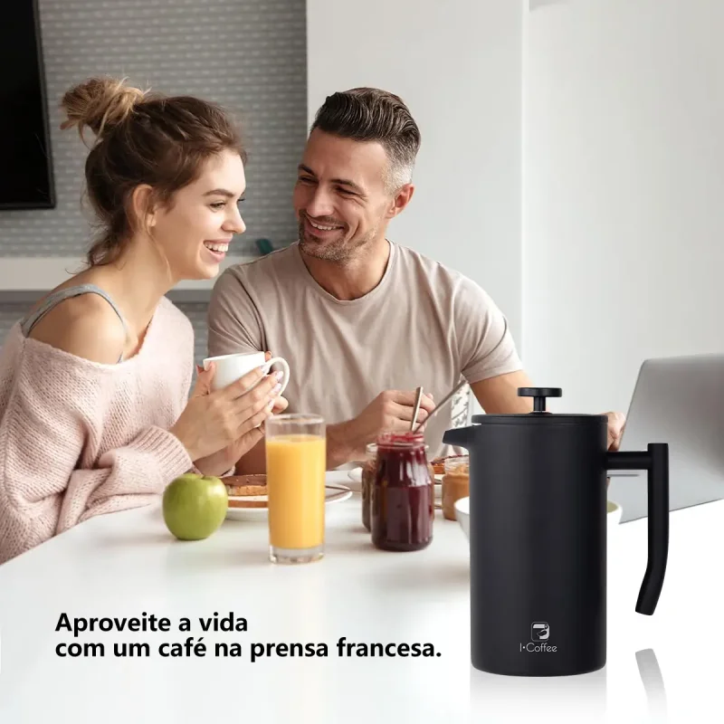 Prensa Francesa Inox Parede Dupla Icoffee 700ml